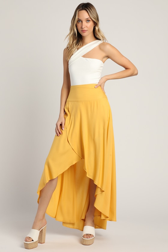 Dimpy Garments Crepe Yellow Ruffle Skirt For Women at Rs 175/piece in New  Delhi